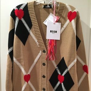 MSGM Macro Argyle Wool jacquard Cardigan